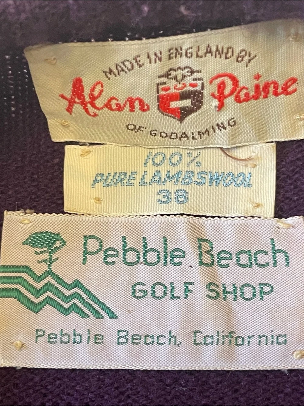 Alan Paine Vintage Men's Crewneck Sweater in Deep Purple medium Pebble Beach
